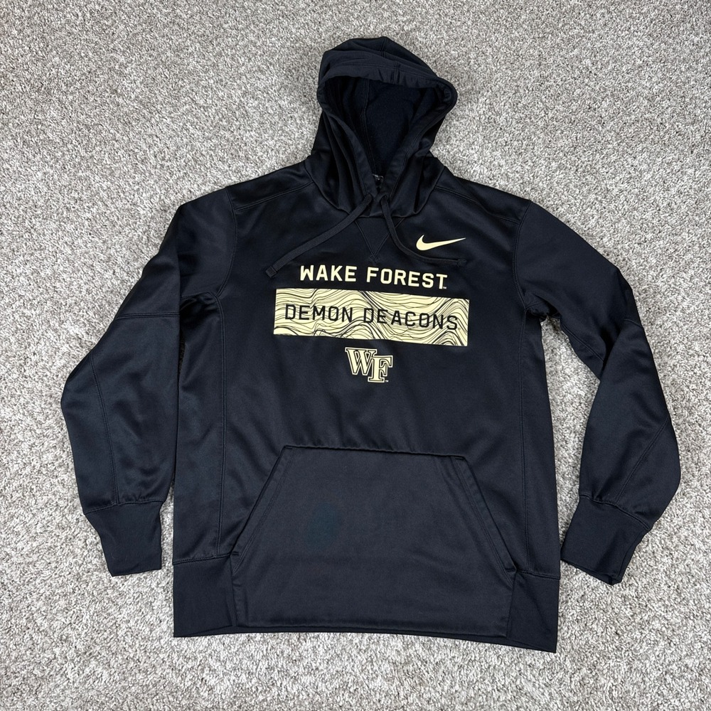 Wake Forest Demon Deacons Hoodie Mens Medium Black Nike Performance‎ Pullover